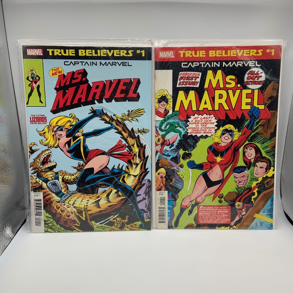 Marvel Comics Captain Marvel Ms. Marvel True Believers #1 Comic Books - Set of 2